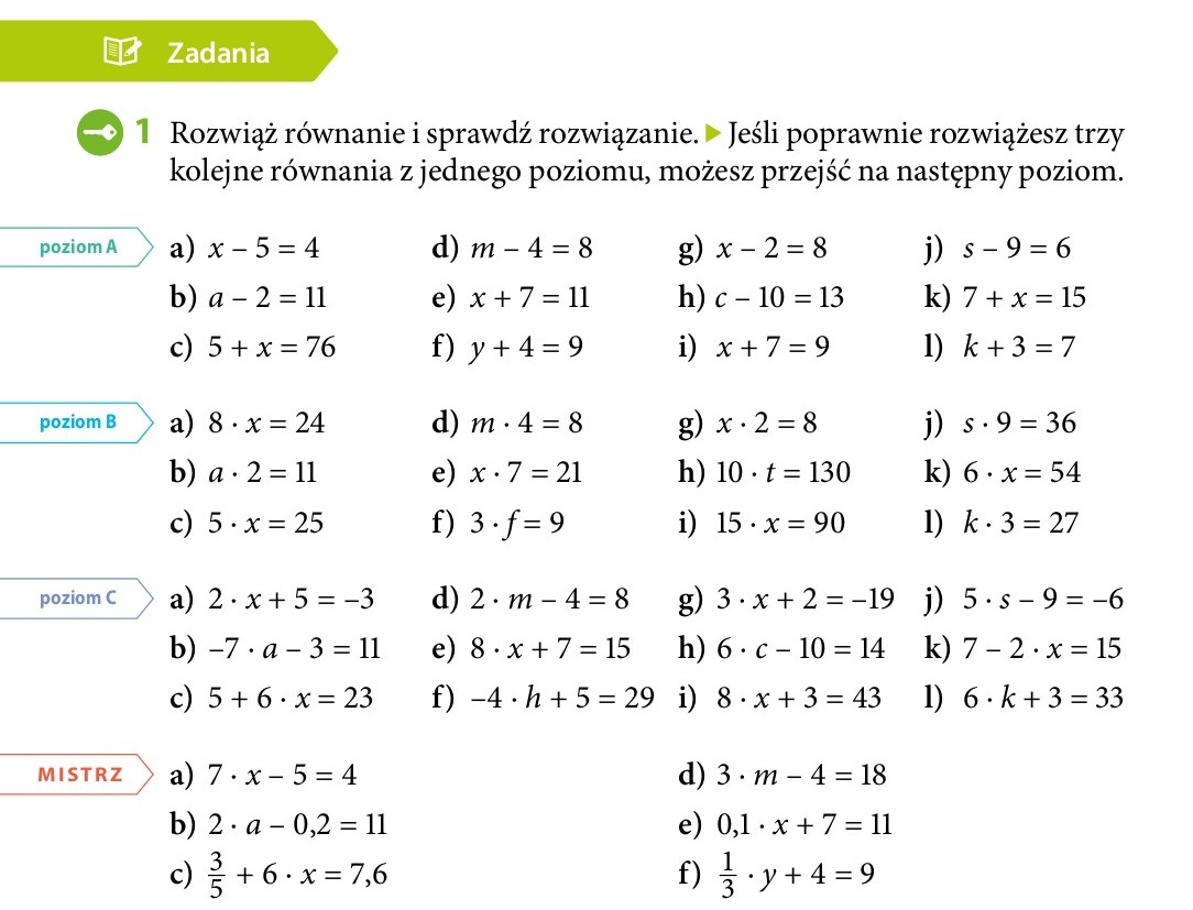 Matematyka Bliżej nas: ROZWIĄZYWANIE RÓWNAŃ Rozwiąż Poniższe Zadania Klasa 7