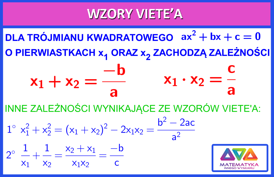 Wzory Viete A X1 X2