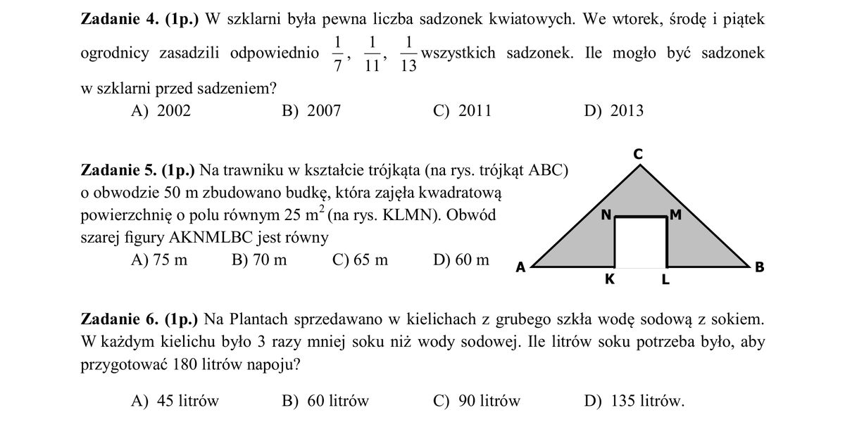 Matematyka - klasa 6 Test Diagnostyczny Klasa 6 Matematyka