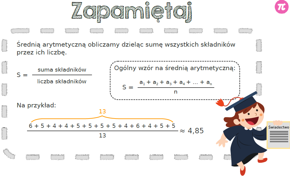 Matematyka na odległość. : Średnia arytmetyczna. Srednia Arytmetyczna Czterech Liczb X 1