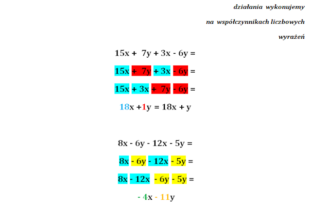 Matematyka na odległość. : Upraszczanie wyrażeń algebraicznych Upraszczanie Wyrazen Algebraicznych Klasa 6