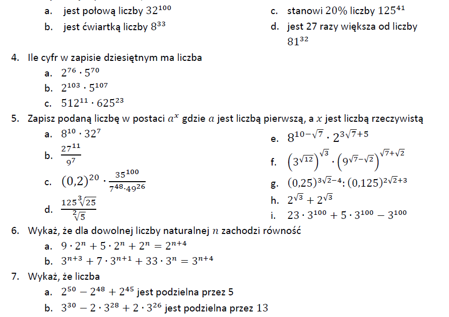 Matematyka: Potęgi, pierwiastki, logarytmy - zadania Matematyka Potęgi I Pierwiastki Liceum