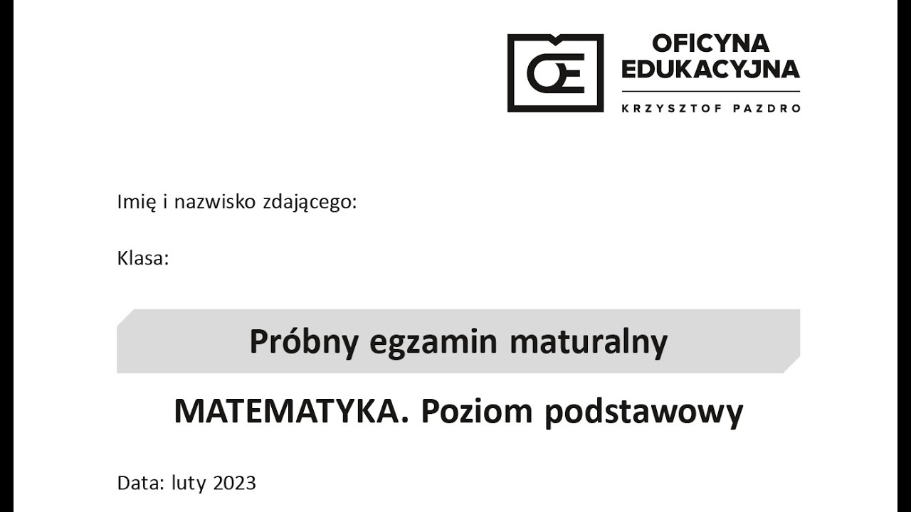 Matematyka próbna matura Pazdro 2023 cz.2 7-10.3 - YouTube Matura Focus 3 Sprawdziany Odpowiedzi