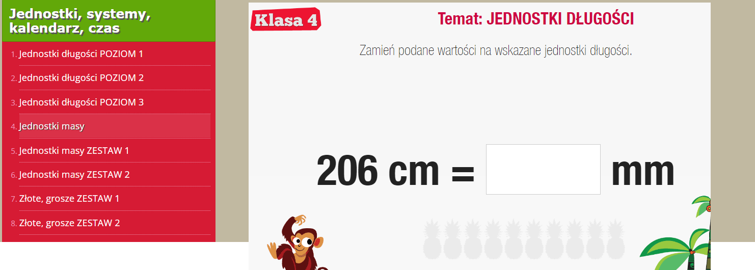 Matematyka uczy Test Jednostki Masy I Długości