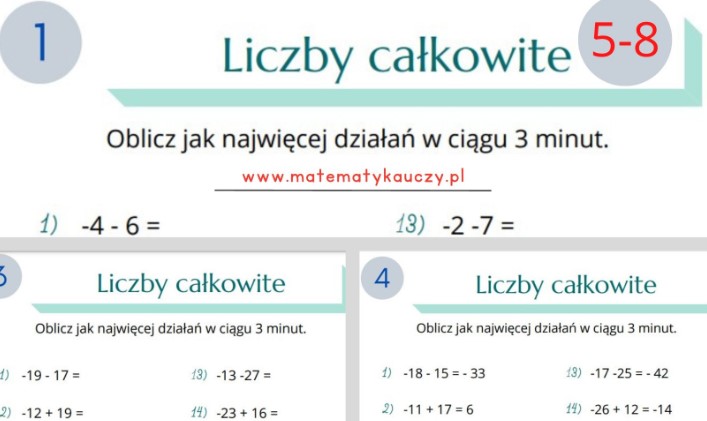 Matzoo Dodawanie I Odejmowanie Liczb Całkowitych