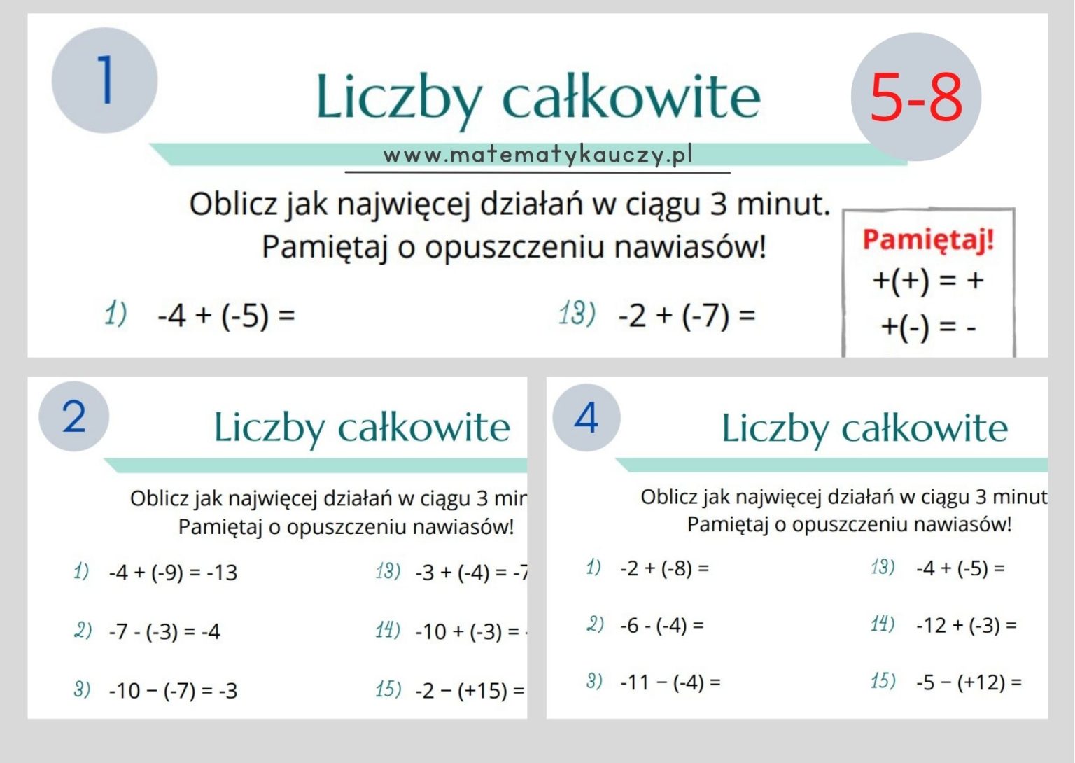Dodawanie I Odejmowanie Liczb Całkowitych