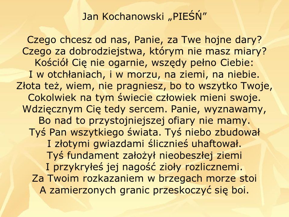 Kochanowski Czego Chcesz Od Nas