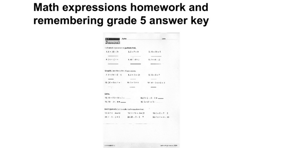 Homework And Remembering Grade 5 Unit 8 Answer Key
