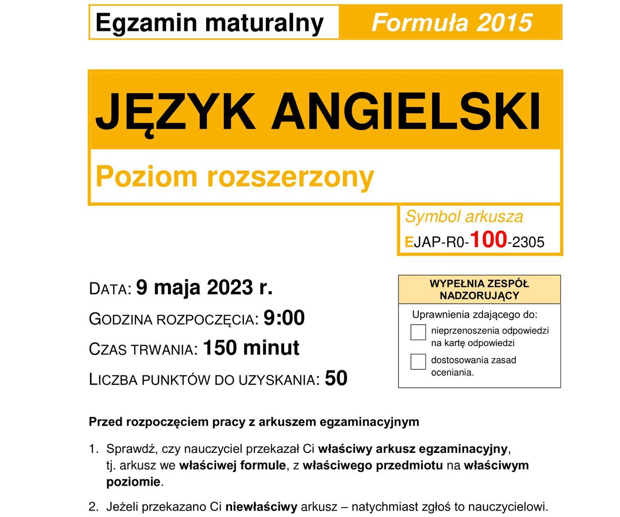 Matura 2023: angielski poziom rozszerzony. Odpowiedzi, arkusze CKE 9.05 Próbny Egzamin ósmoklasisty Angielski Pdf