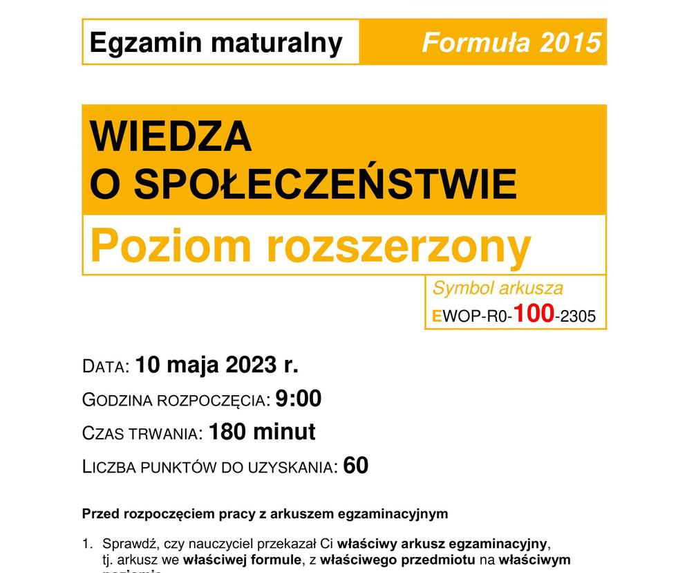 Matura 2024: WOS. RELACJA NA ŻYWO: Egzamin maturalny z WOS-u [ARKUSZE Sprawdzian Z Wosu Z Dzialu 2