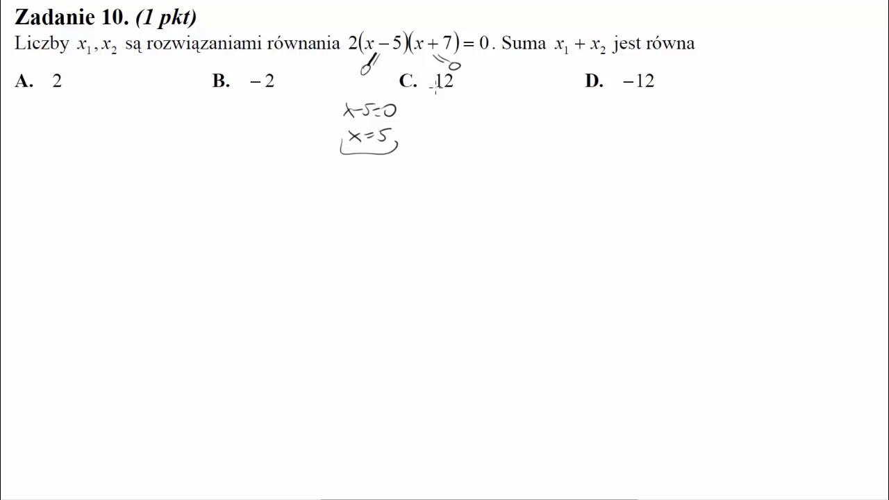 Matura czerwiec 2011 zadanie 10 Liczby x1, x2 są rozwiązaniami równania Liczby X1 X2 Sa Roznymi Rozwiazaniami Rownania 2x 2