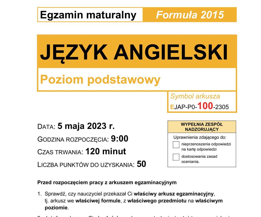 Matura próbna 2024: angielski. Arkusze CKE i odpowiedzi matury próbnej Konkurs Przedmiotowy Z Angielskiego Arkusze