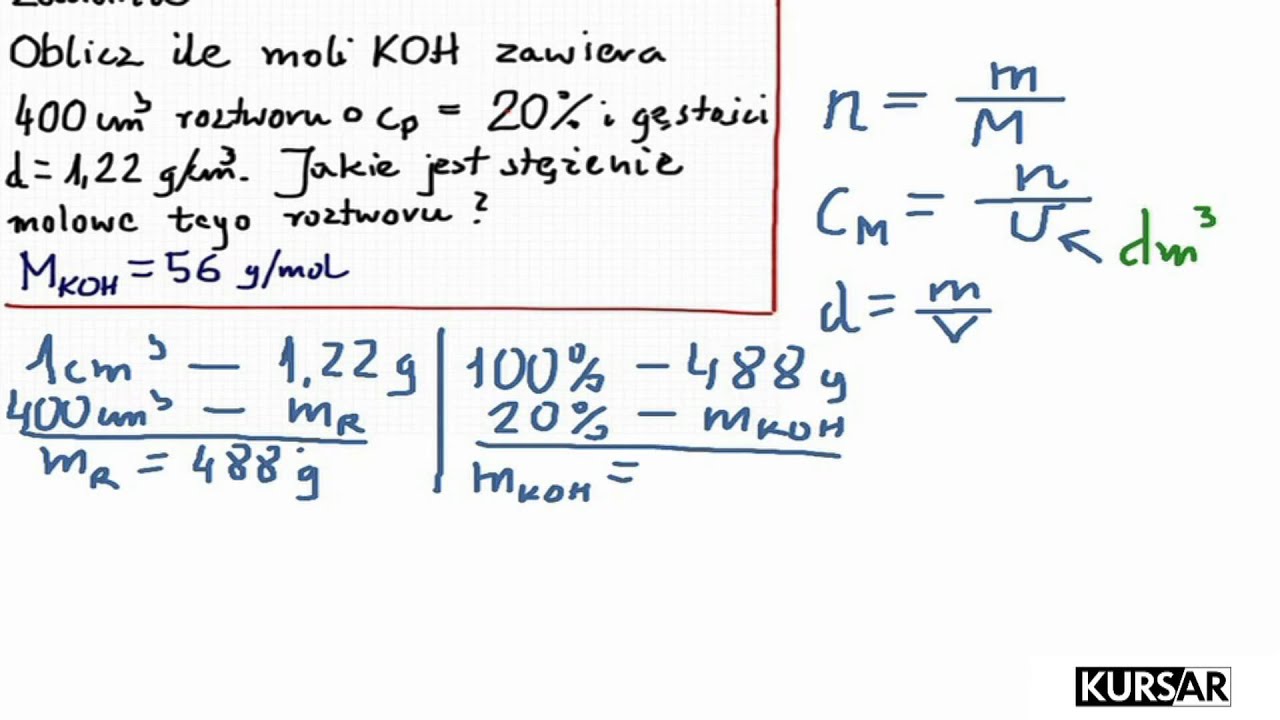 Stężenia Molowe I Procentowe Zadania