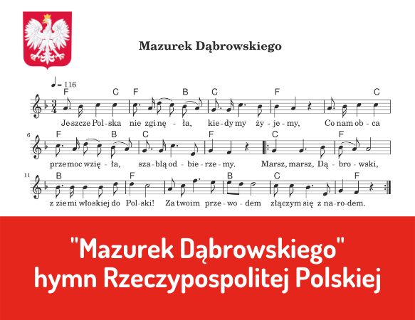 Mazurek Dąbrowskiego - plakat - Zmalujmy Razem Mazurek Dąbrowskiego Nuty Na Trąbkę