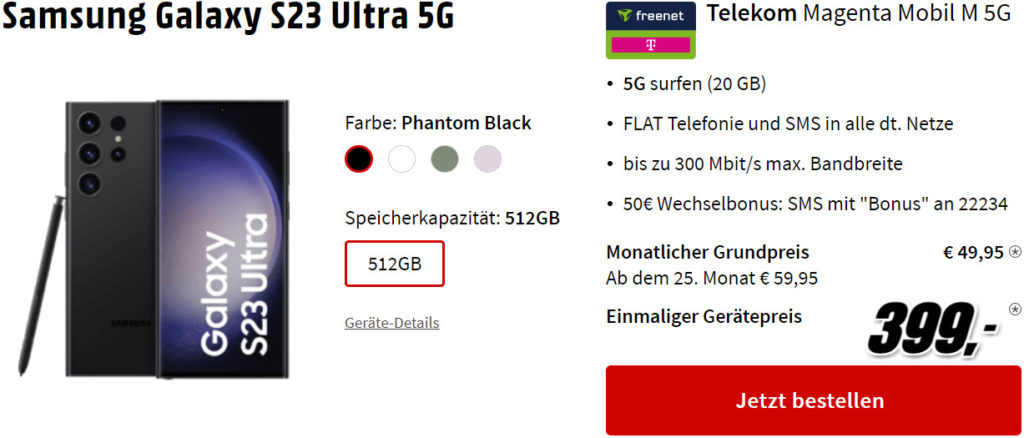 Media Markt: Samsung S23 mit Vodafone Vertrag für 19,99 Handy Mit Vertrag Media Markt