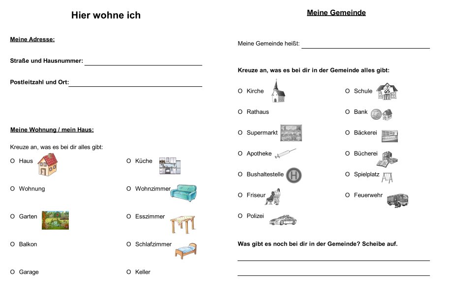 Sprawdzian Mit Links 2 Mein Wohnort