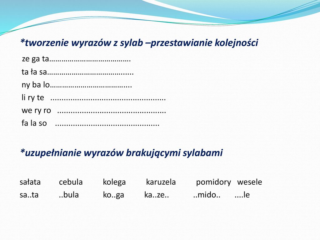 METODA KRAKOWSKA – SYLABOWA - ppt pobierz Utwórz Z Sylab Rzeczowniki Złożone