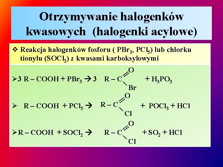 Metody otrzymywania wybranych zwizkw organicznych cz III otrzymywanie Reakcja Otrzymywania Kwasu Fosforowego 5