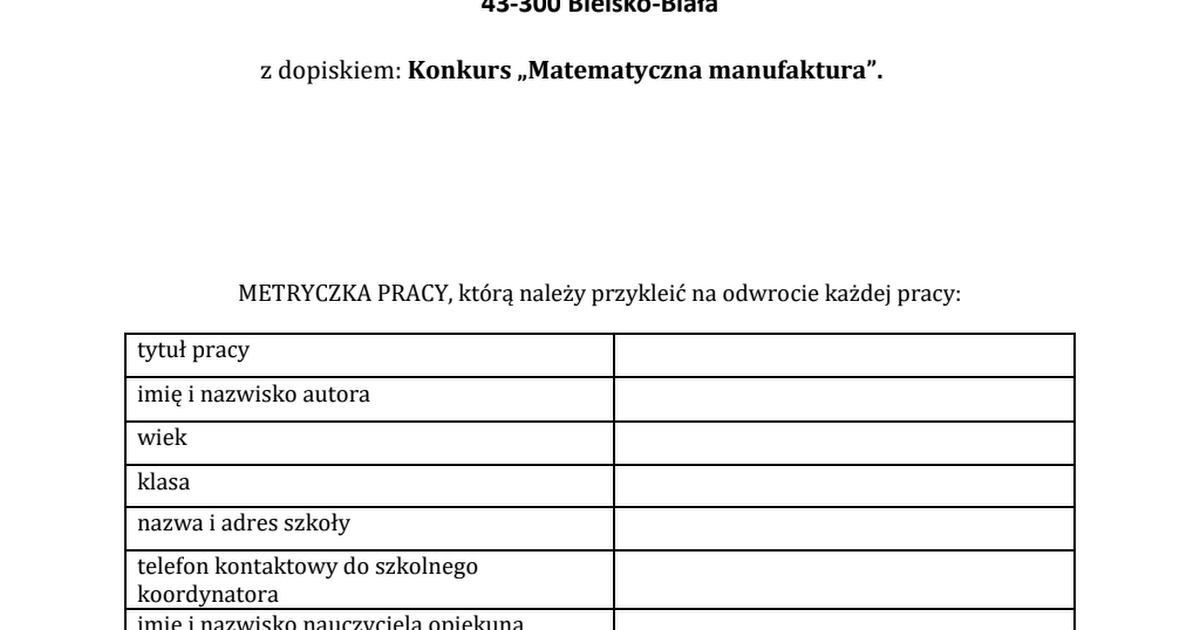metryczka_pracy.pdf - Google Drive Przedmiot Badania W Pracy Magisterskiej