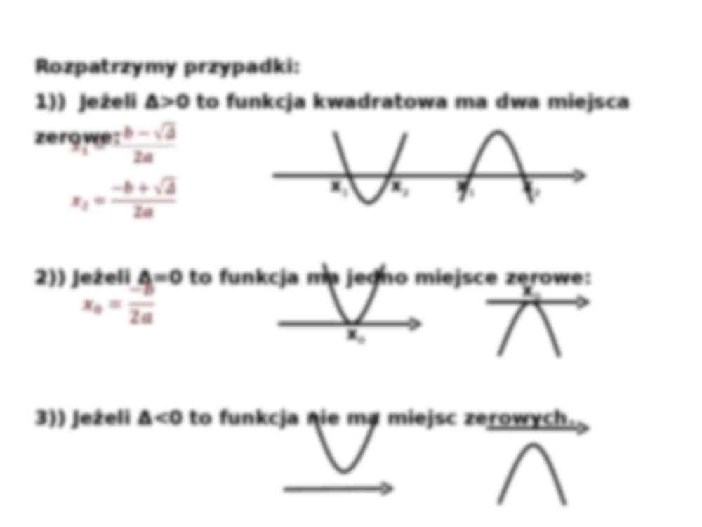 Miejsca zerowe funkcji kwadratowej - Notatek.pl Wyznaczanie Miejsca Zerowego Funkcji Kwadratowej