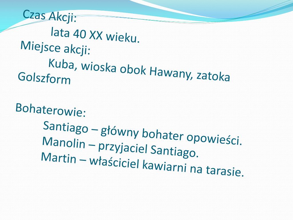 Miejsce Akcji Stary Czlowiek I Morze