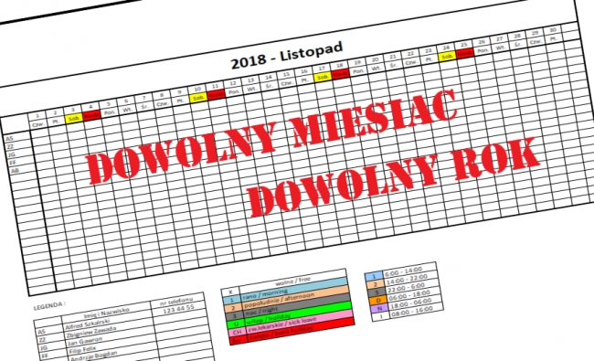 Miesieczny Grafik Pracy Excel - Image to u Miesięczny Plan Pracy W żłobku Wrzesień