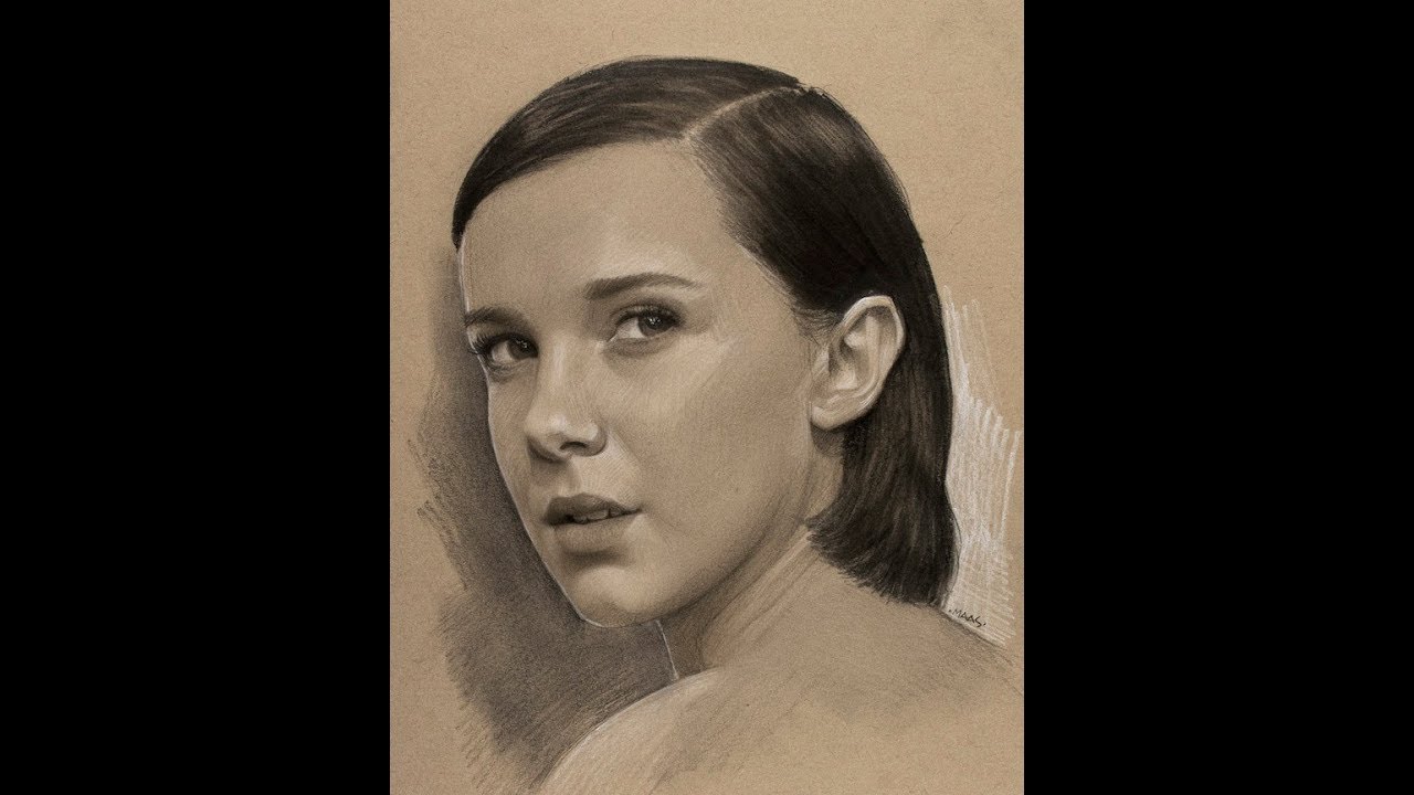 Millie Bobby Brown timelapse drawing - YouTube Millie Bobby Brown Easy Drawing
