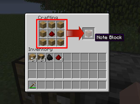 Minecraft Note Block Note Chart Minecraft Note Block Crafting Recipe