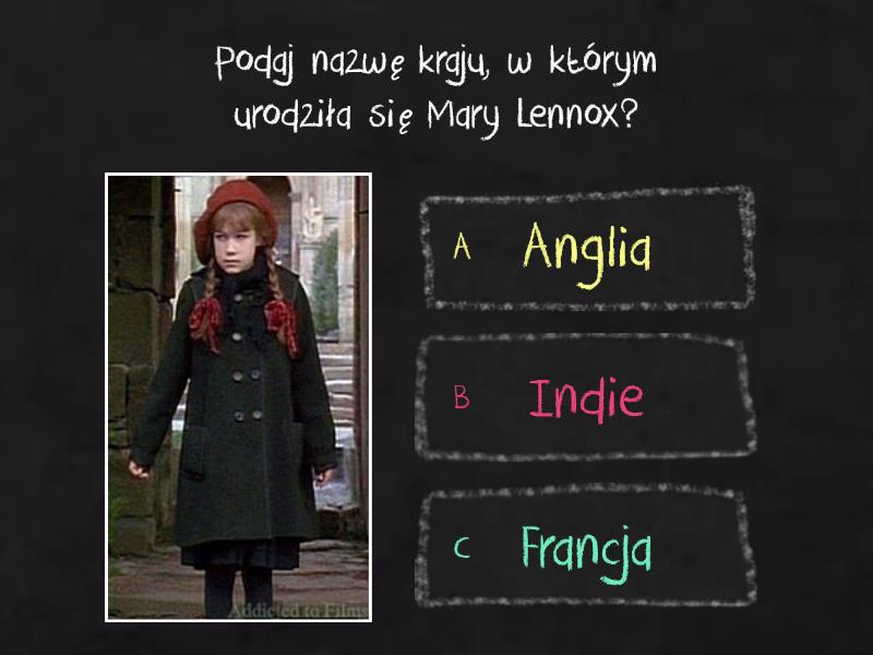 Test Z Lektury Tajemniczy Ogrd Do Wydruku