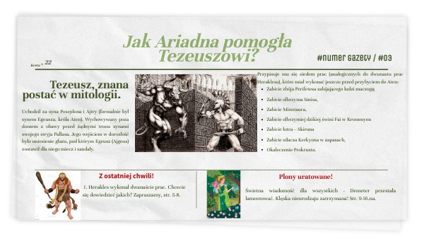 Mit o Tezeuszu i Ariadnie Tezeusz I Ariadna Karta Pracy