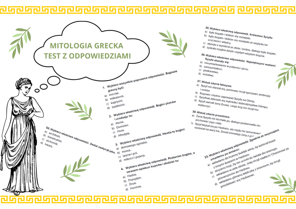 Mitologia grecka - sprawdzian, test • Złoty nauczyciel Mitologia Grecka Sprawdzian Pdf