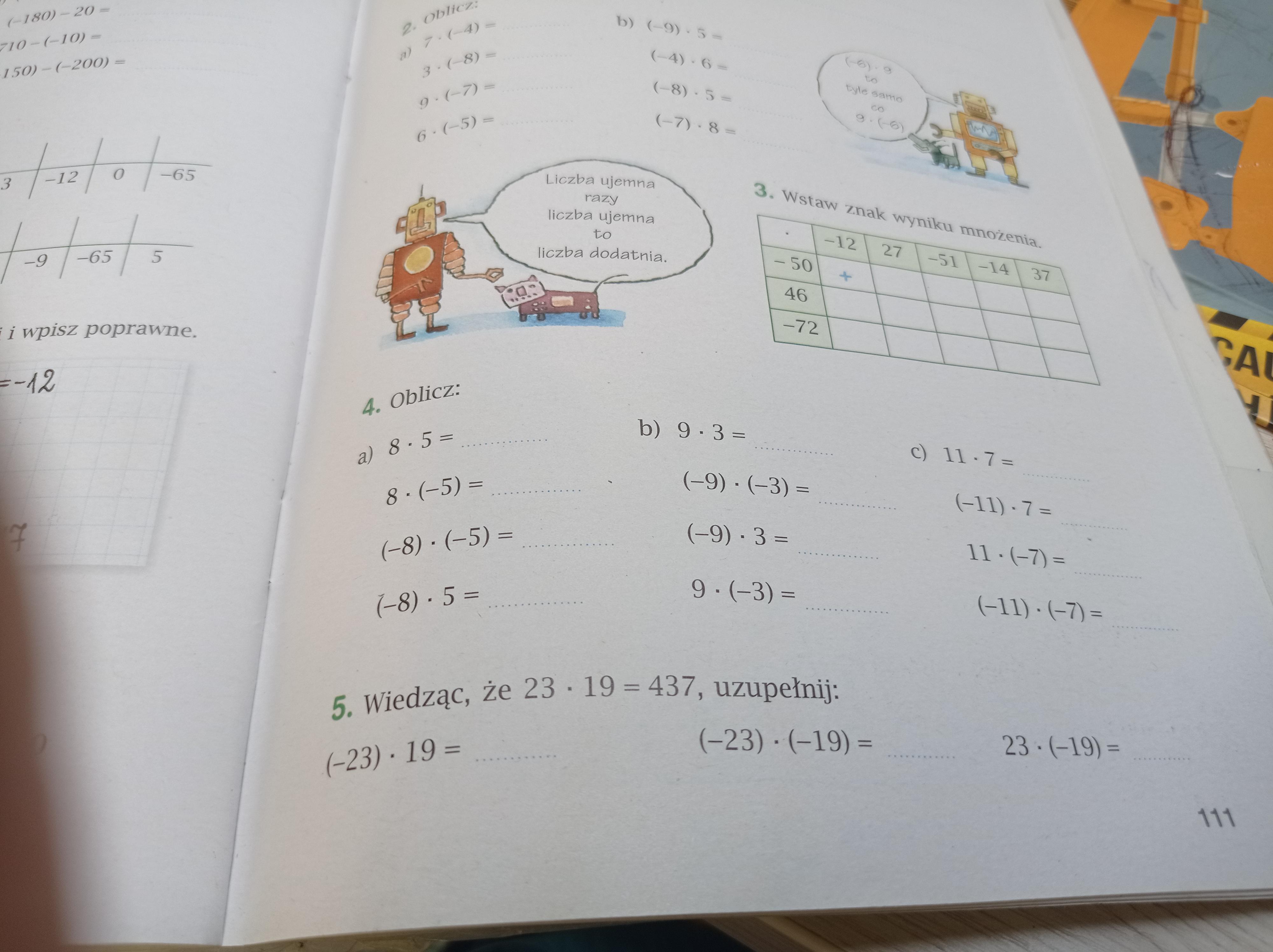 Mnożenie I Dzielenie Liczb Całkowitych Klasa 6 ćwiczenia Pdf