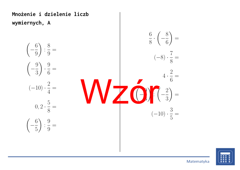 Mnożenie I Dzielenie Liczb Wymiernych