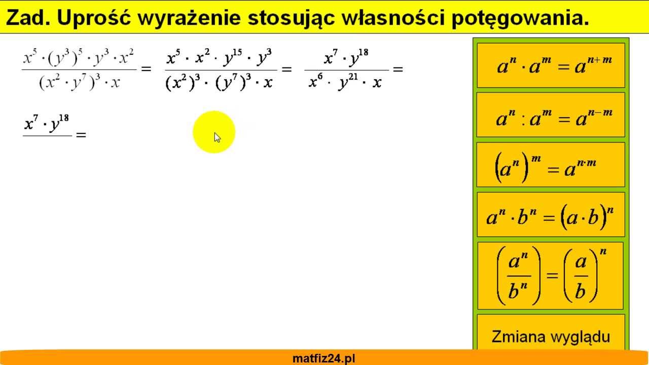 Mnożenie i dzielenie potęg - Działania na potęgach - Matfiz24.pl - YouTube Mnożenie I Dzielenie Potęg O Różnych Podstawach