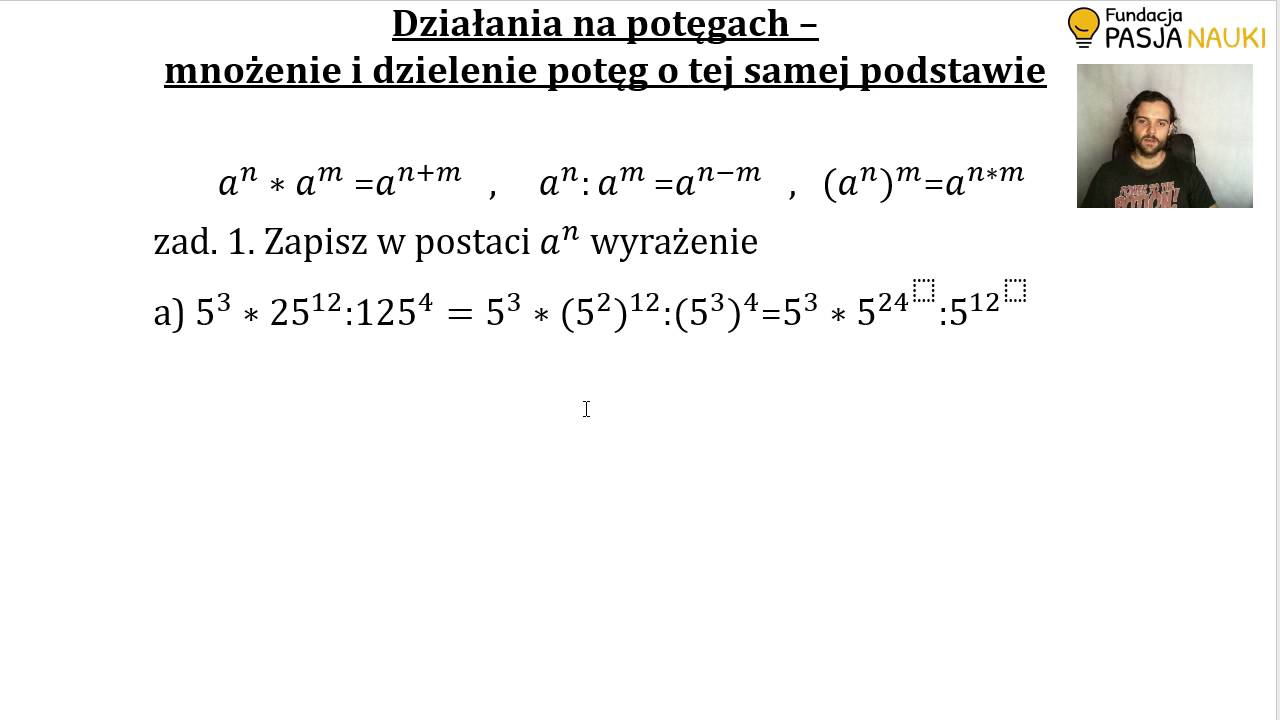 Mnożenie i dzielenie potęg o tej samej podstawie - YouTube Odejmowanie Potęg O Tej Samej Podstawie