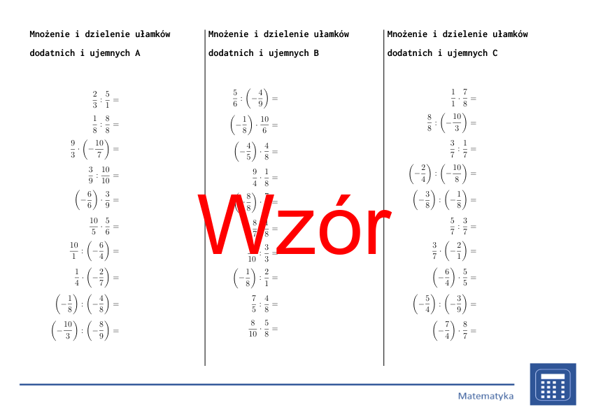Mnozenie I Dzielenie Liczb Dodatnich Klasa 7