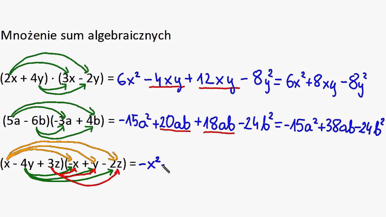 Mnożenie Sum Algebraicznych Zadania Pdf