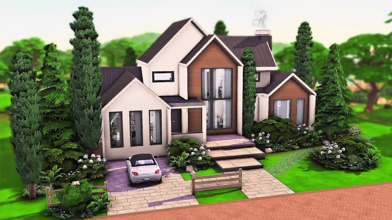Modern Base Game Home | The Sims 4 Speed Build - YouTube Sims 4 Base Game Houses