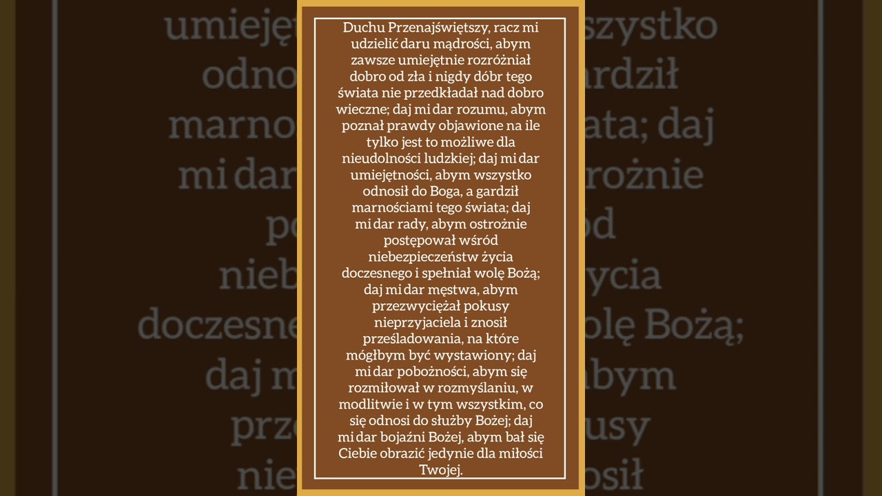 Modlitwa o dary Ducha Świętego - YouTube Modlitwa Za Dary Otrzymane Od Boga