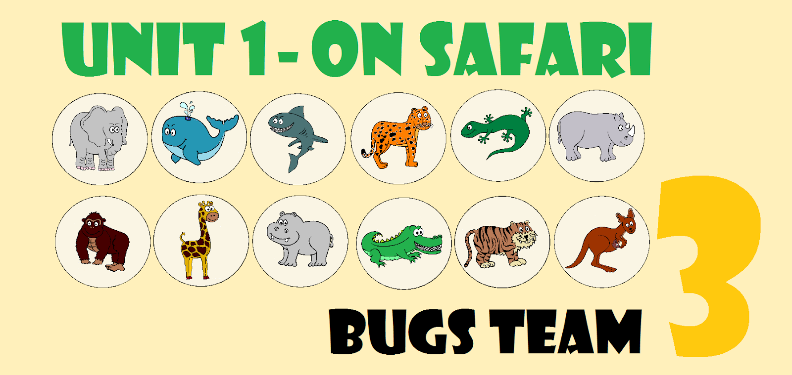 moje pomysły jak: Bugs Team 3 - On Safari Bugs Team 3 Cwiczenia Online