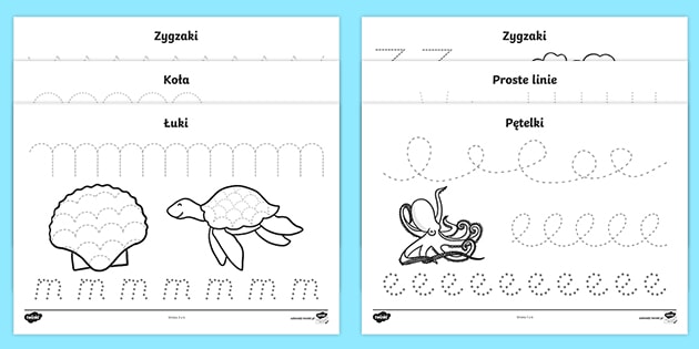 Morze | Zwierzęta morskie | Szlaczki | Karty pracy Szlaczki Dla 3 Latka Pdf