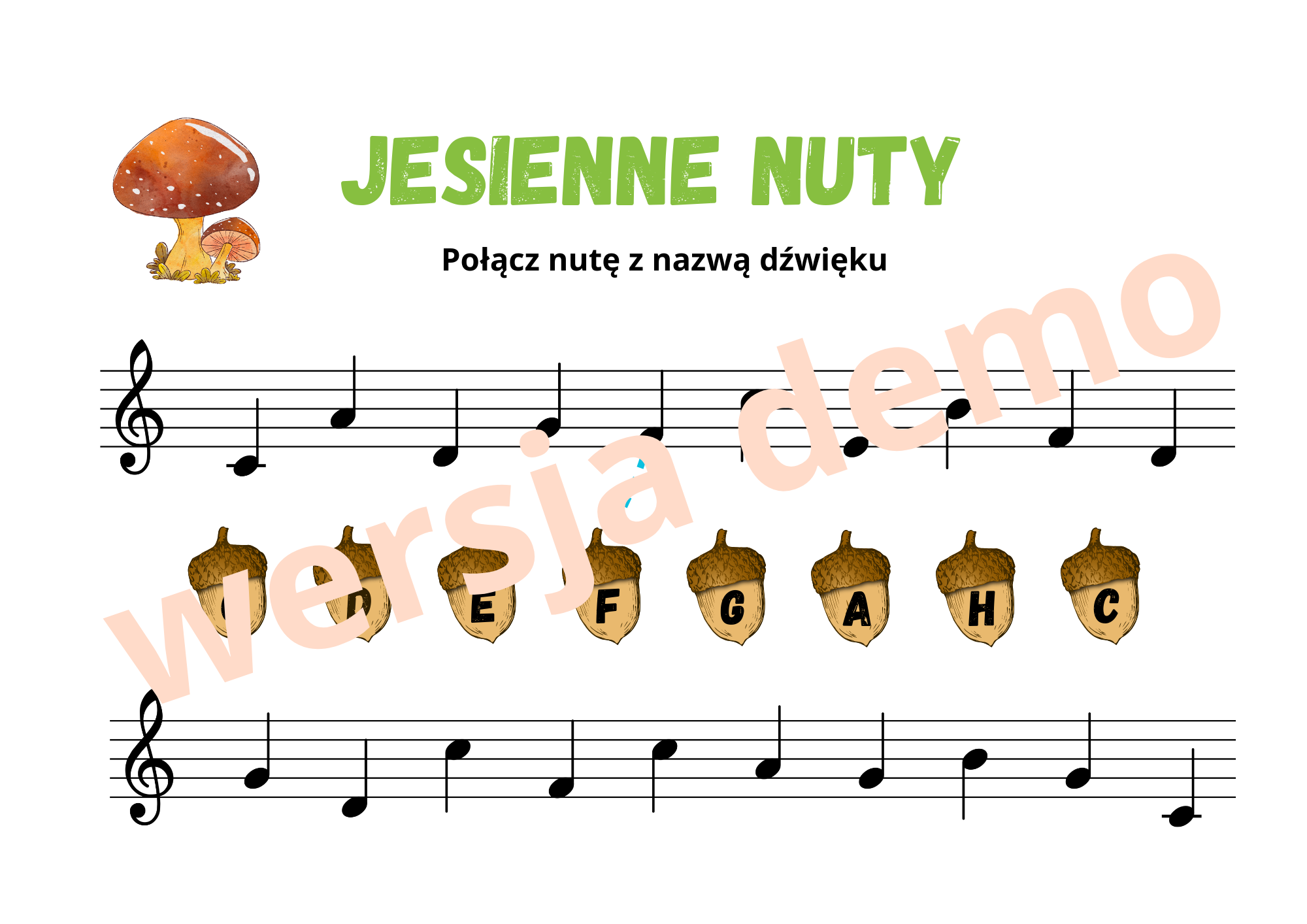 Muzyka. Nauka nut. "Jesienne nuty". Rozpoznawanie wysokości dźwięków w Jesienne Nutki Na Flecie Nauka