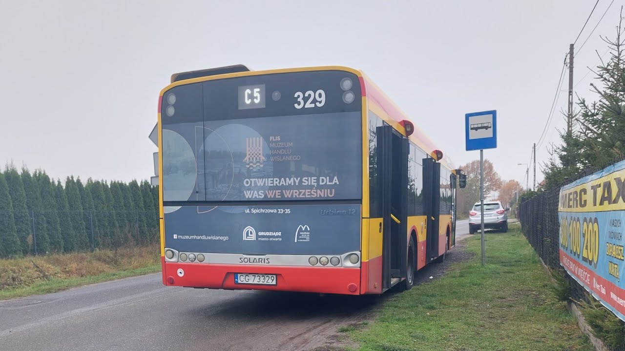 MZK Grudziądz - Linia: C5 - Kierunek: Lipowa/Cmentarz - Solaris Urbino Cmentarz Komunalny Zarzew Stanisława Przybyszewskiego łódź