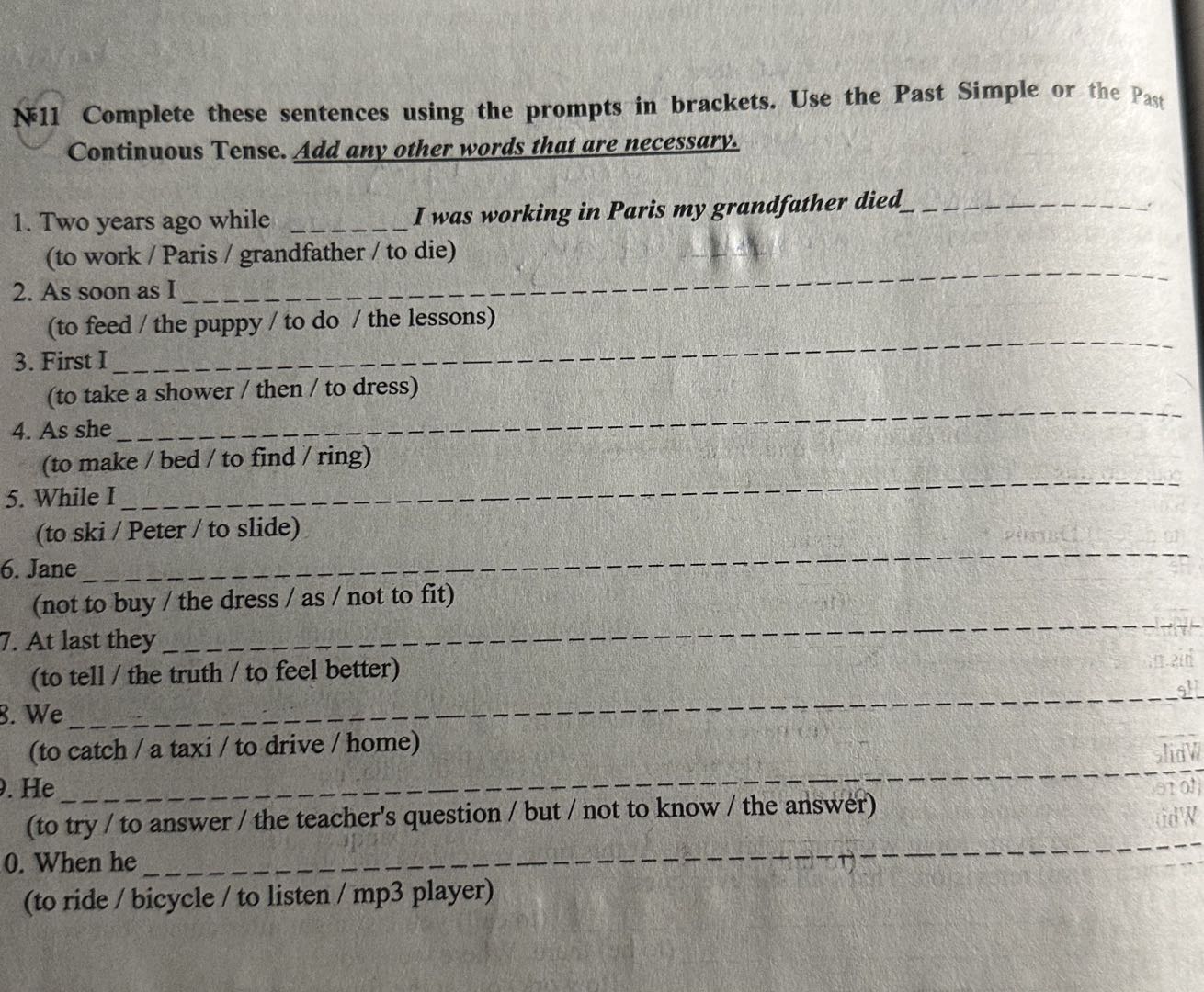 Complete The Sentences Using The Prompts In Brackets