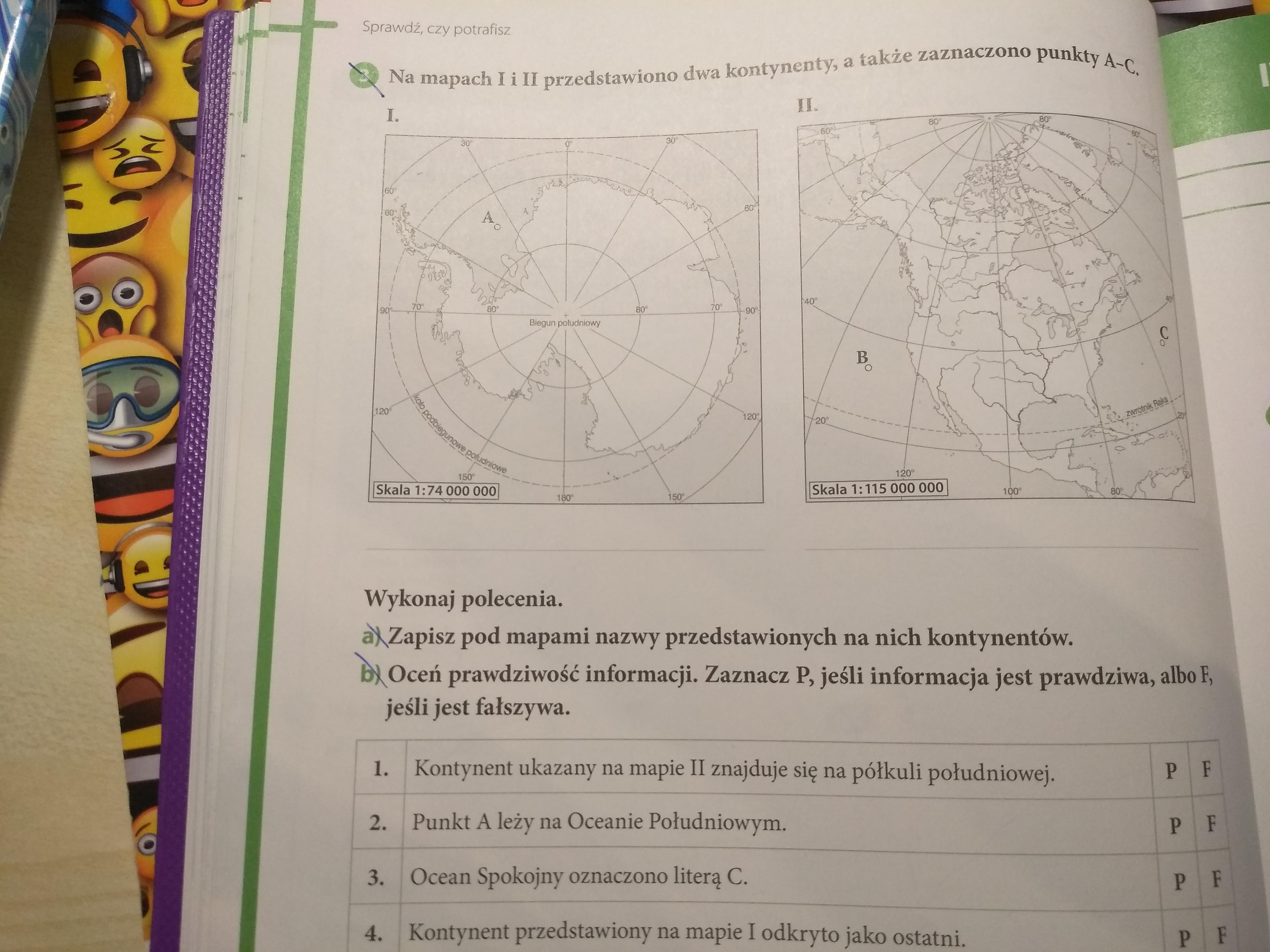 Na mapach 1 i 2 przedstawiono dwa kontynenty, a także zaznaczono punkty Szerokość Geograficzną Odczytujemy Na Mapie Lub Na Globusie Dzięki