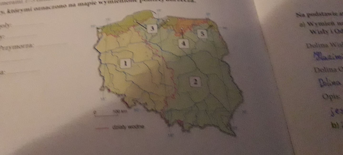 na mapie numerami 1-5 oznaczono wybrane dorzecza znajdujące się w Podaj Numery Ktorymi Na Mapie Oznaczono Dorzecza Wymienione Ponizej