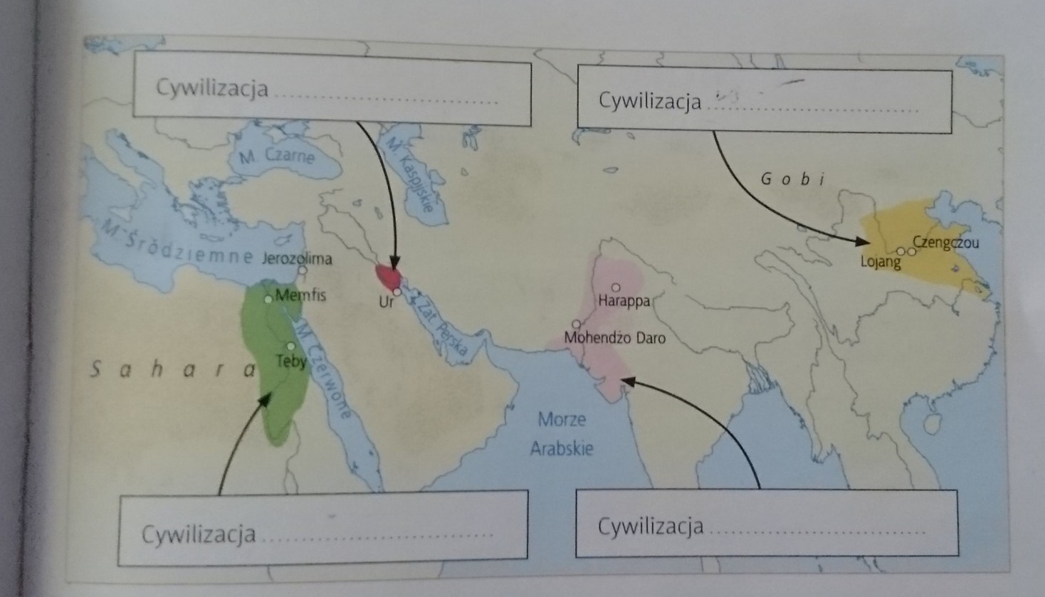na mapie zaznacz najstarsze cywilizacje świata. podpisz każde i wpisz Test Historia Klasa 5 Pradzieje I Najdawniejsze Cywilizacje