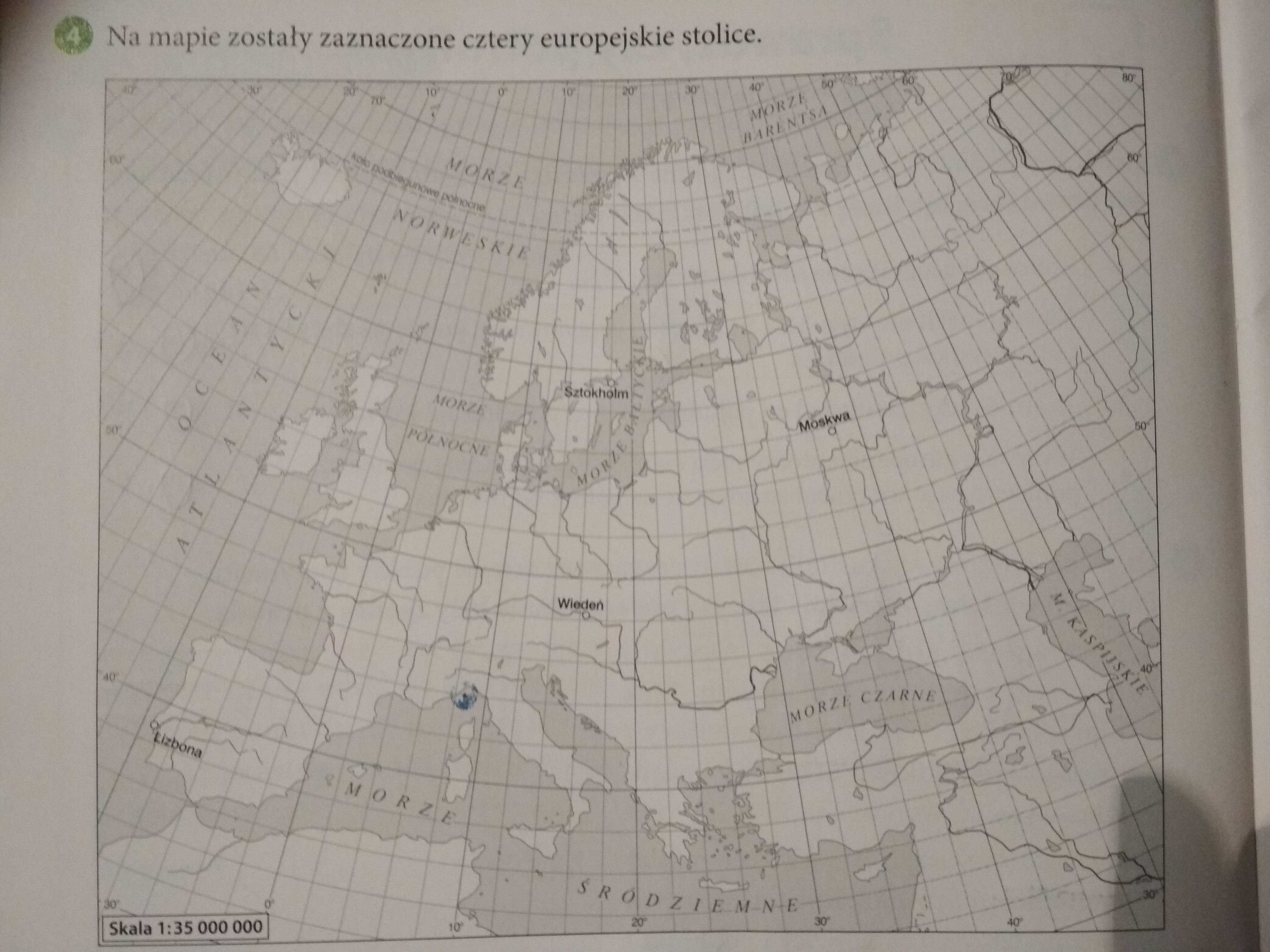 Na Mapie Zostaly Zaznaczone Cztery Europejskie Stolice