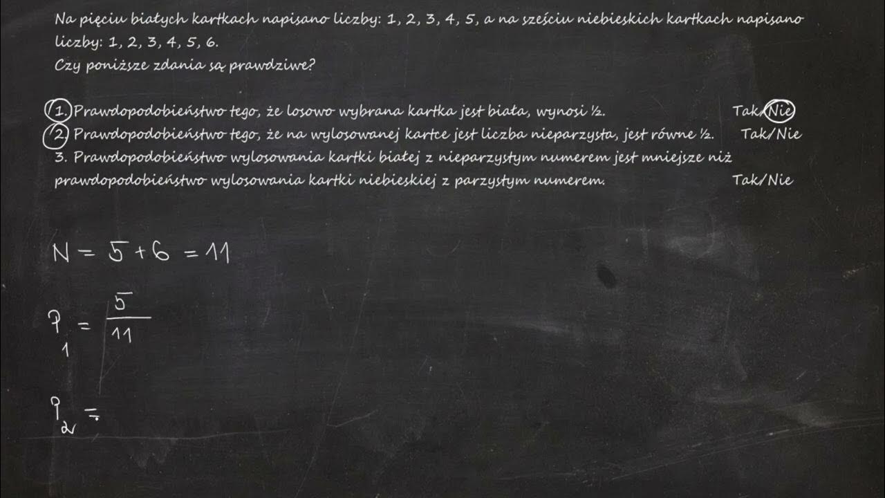 Na pięciu białych kartkach napisano liczby: 1, 2, 3, 4, 5 a na sześciu Na Pieciu Bialych Kartkach Napisano Liczby