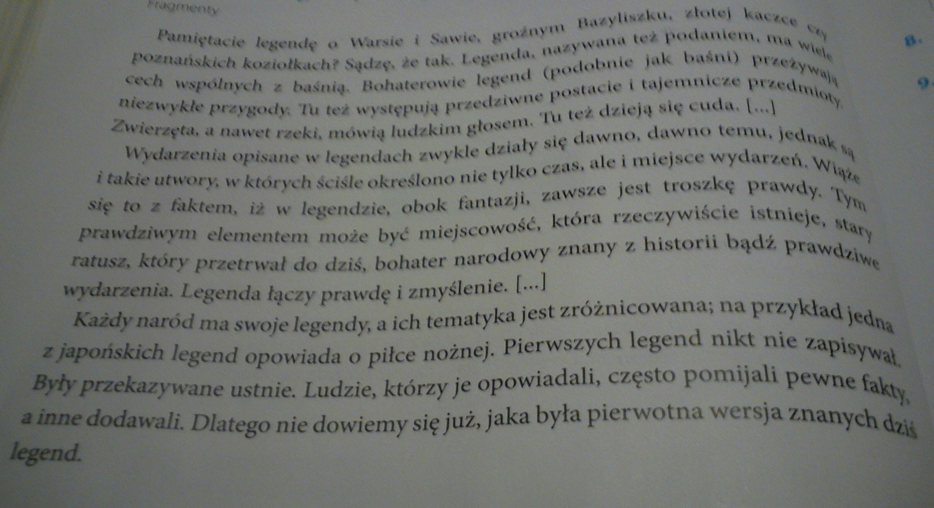 Na podstawie akapitu tekstu Wymień trzy cechy legendy Wybrane cechy Na Podstawie Drugiego Akapitu Tekstu Wymień Trzy Cechy Legendy